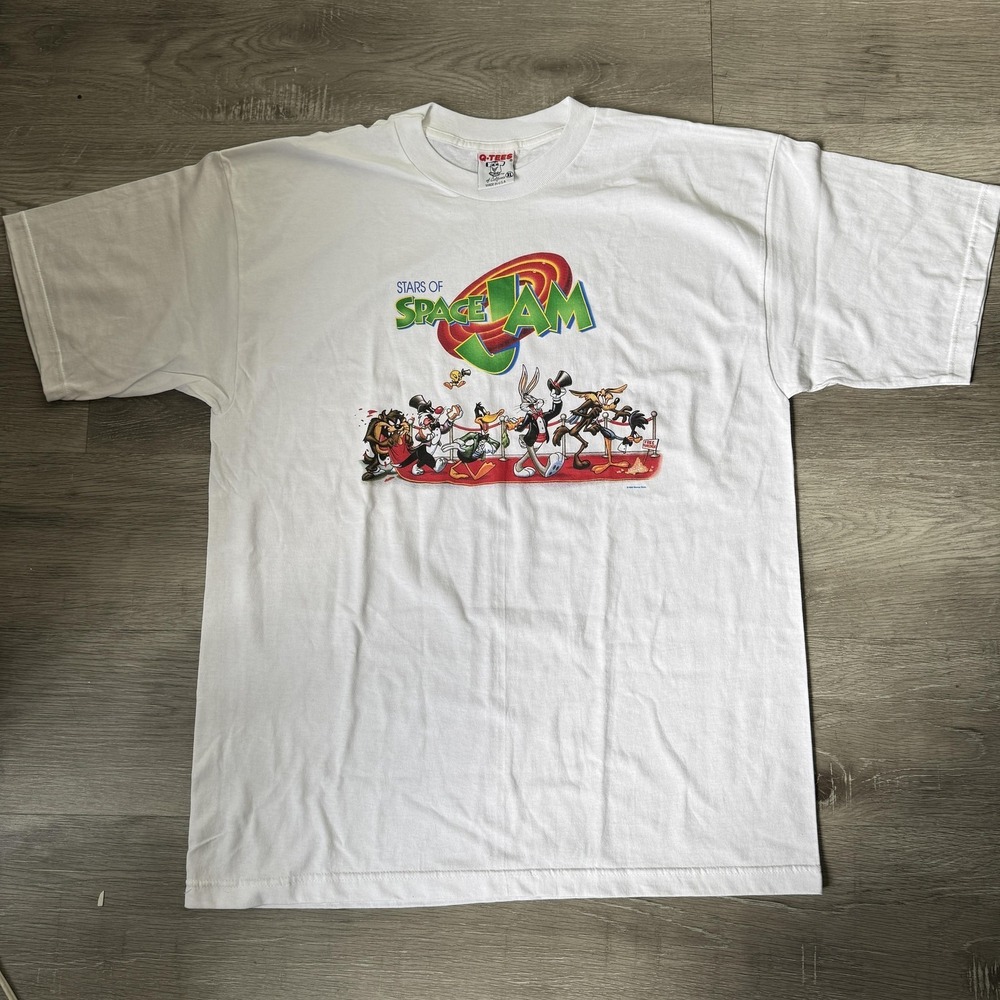 Vintage Space Jam Shirt Mens Extra Large White Looney Tunes Made in USA 90s